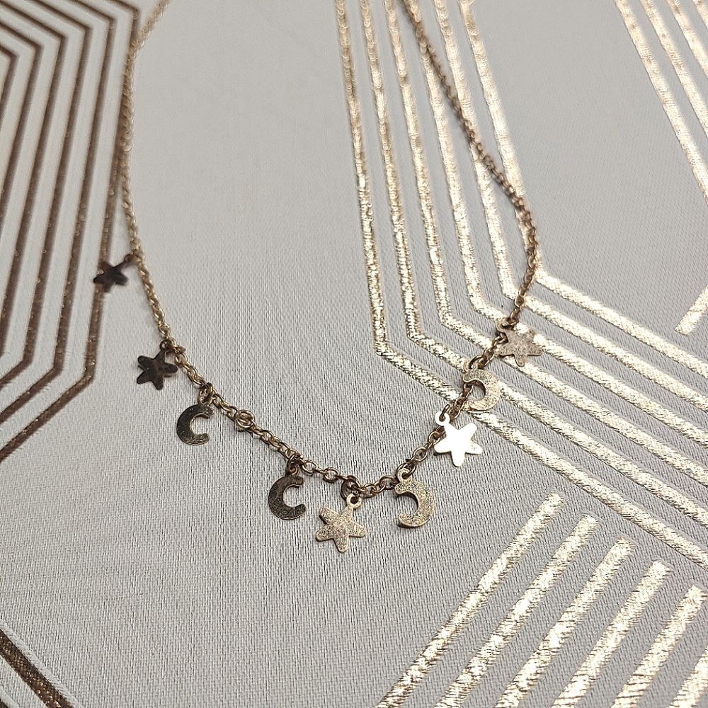 Dainty Y2K Bohemian Star and Moon Collar Necklace
